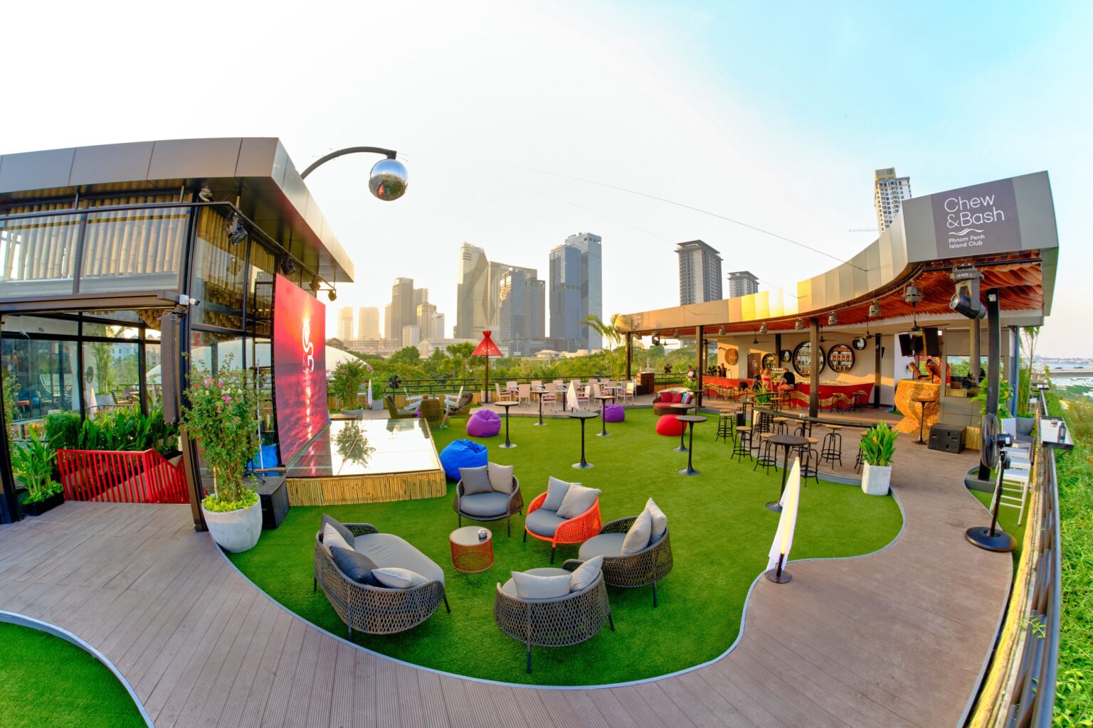 View of Phnom Penh skyline from Chew & Bash during the day